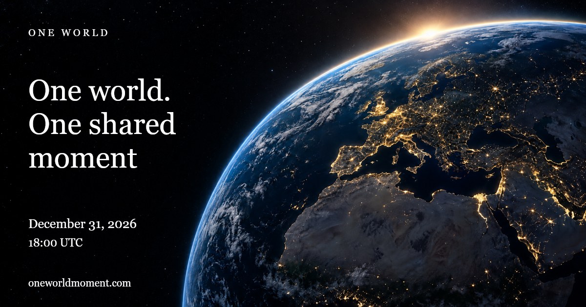 ONE WORLD · One world. One shared moment · December 31, 2026 · 18:00 UTC