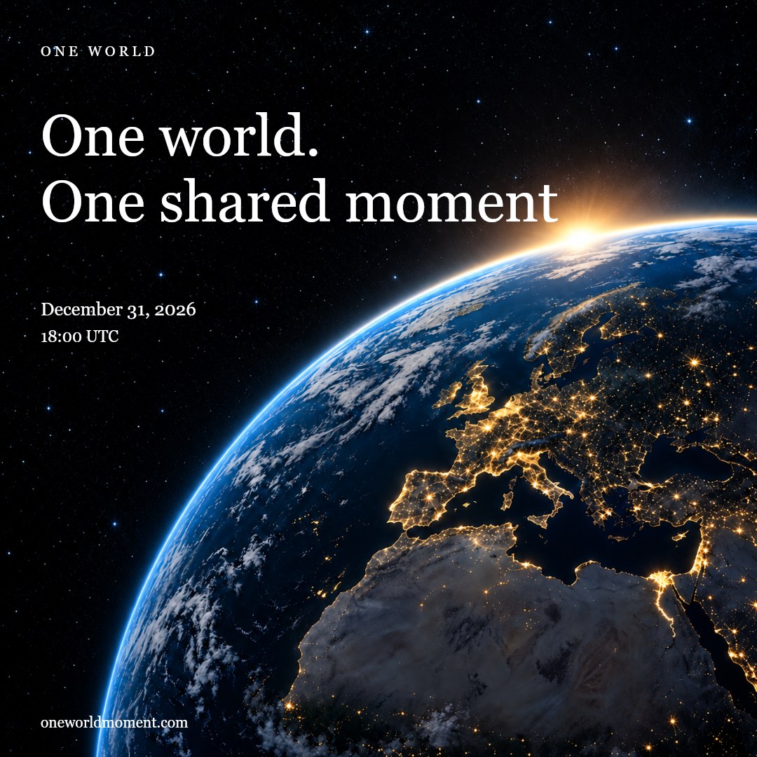 ONE WORLD · One world. One shared moment · December 31, 2026 · 18:00 UTC
